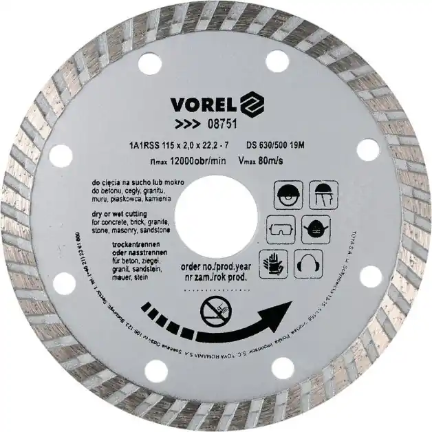 Časově Omezené Vorel kotouč diamantový 115 x 22,2 x 2,0 mm turbo TO-08751