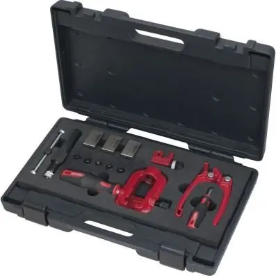 Poslední Šance Univerzální souprava obrubovačky s hydraulickým vřetenem FLAREFIX 1, 16dílná KS TOOLS 122.1290
