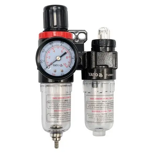 Nakupujte Hned Yato Regulátor tlaku vzduchu 1/4", max. 0,93MPa, s filtrem (25ccm) a přimazáváním (15ccm)
