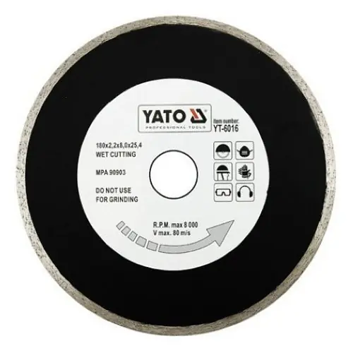 Finální Výprodej Yato Kotouč diamantový 200 x 25,4 x 2,2 mm hladký