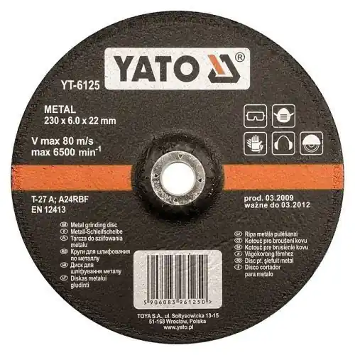 Yato Kotouč na kov 125 x 22 x 6,0 mm vypouklý brusný Výhodná Nabídka