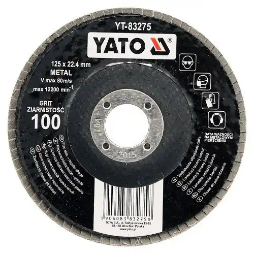 Rychlé Dodání Yato Kotouč lamelový brusný na kov 125x22,4mm P100