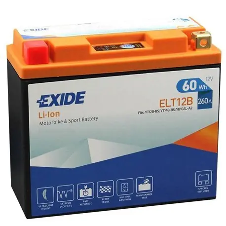 Motobaterie Exide Bike Li-Ion 12V, 5Ah, 260A, 60Wh, ELT12B Expresní Doručení