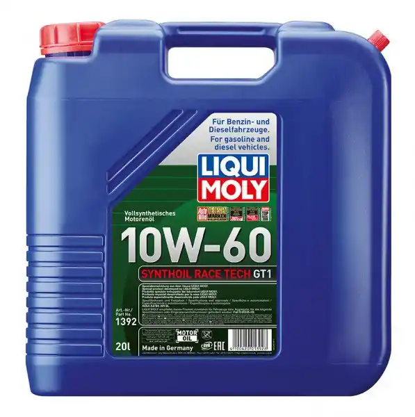 Motorový olej Liqui Moly Synthoil Race Tech GT1 10W-60, 20L Nejprodávanější