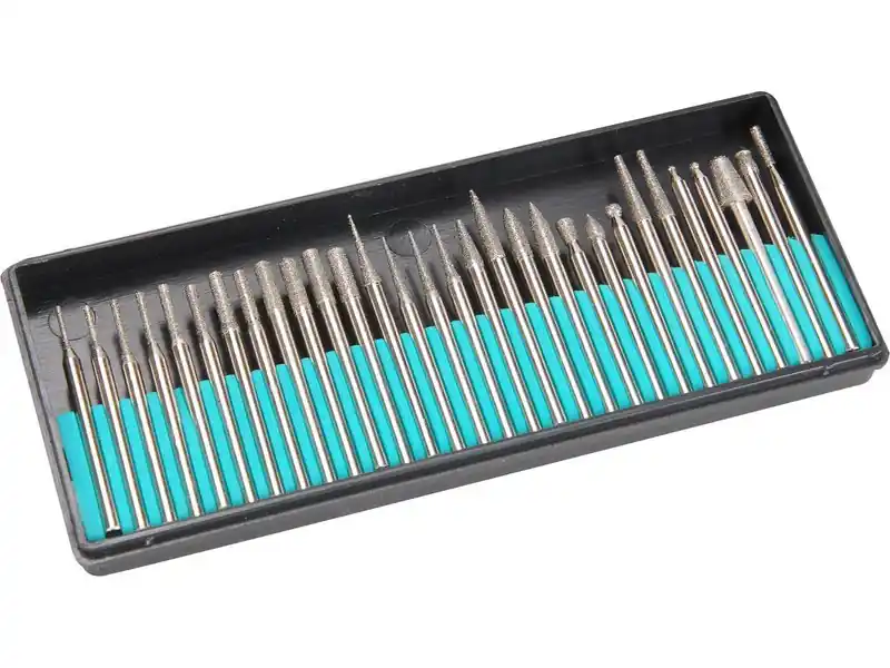 Značkový EXTOL CRAFT diamantová brusná tělíska, sada 30ks, průměr dříku 3,2mm, 73420