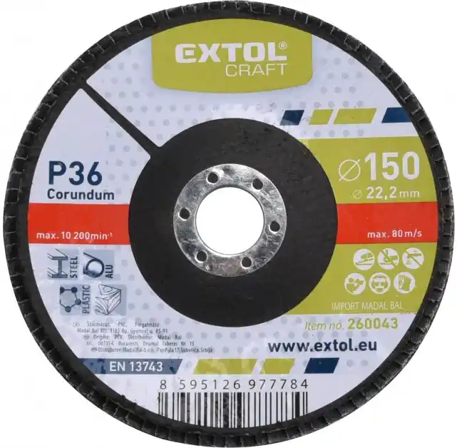 Expresní Doručení EXTOL CRAFT lamelový kotouč šikmý korundový, P36, 150mm, 260043