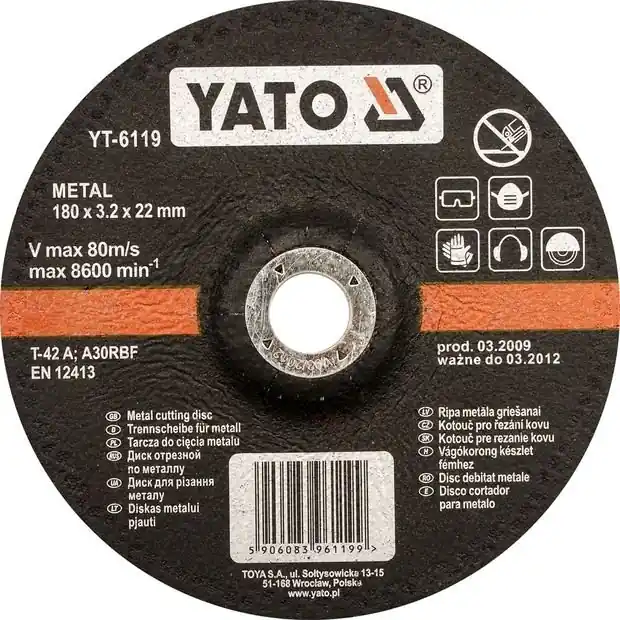 Kotouč na kov 115 x 22 x 6,0 mm vypouklý brusný Yato YT-6121 Horká Nabídka