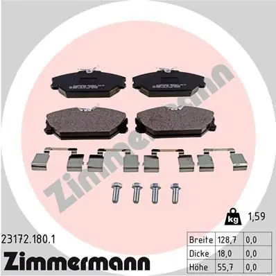Přední osa Sada brzdových destiček, kotoučová brzda ZIMMERMANN 23172.180.1 Dokud Zásoby Vydrží
