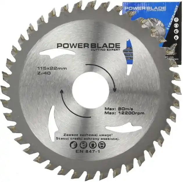 Kotouč pilový s SK plátky (vidiový), 115x40Tx22mm POWER BLADE M09049 Super Cena