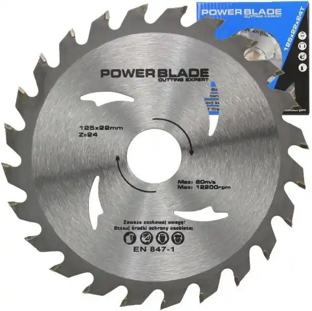 Finální Výprodej Kotouč pilový s SK plátky (vidiový), 125x24Tx22,2mm POWER BLADE MAR-POL M09050