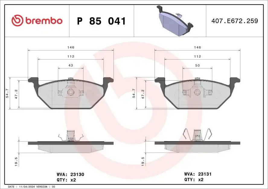 Koupit Online Sada brzdových destiček, kotoučová brzda BREMBO BREMBO XTRA LINE P
