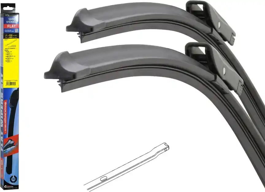 Stěrače FLAT SET (BOLT) 550+480mm Compass Omezená Nabídka