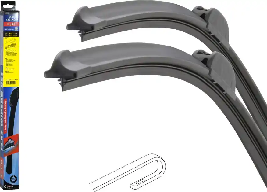 Rychlé Dodání Stěrače FLAT SET (HOOK) 580+410mm Compass
