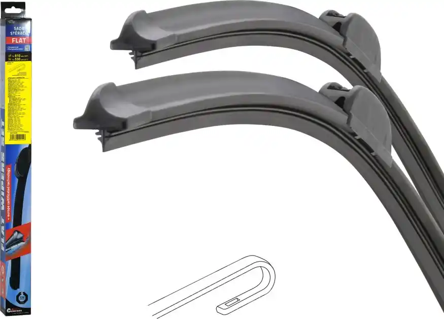 Stěrače FLAT SET (HOOK) 610+530mm Compass Finální Výprodej