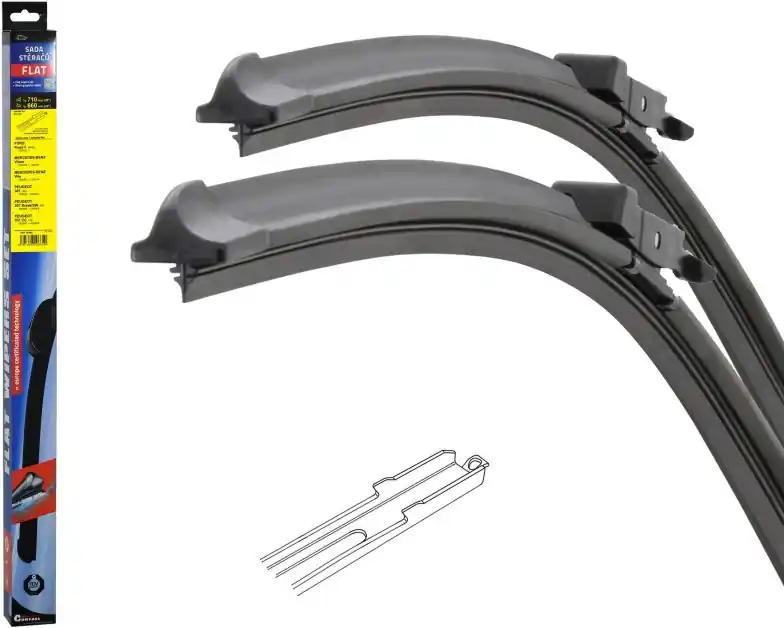 Stěrače FLAT SET (SLOT) 710+660mm Compass Nová Kolekce
