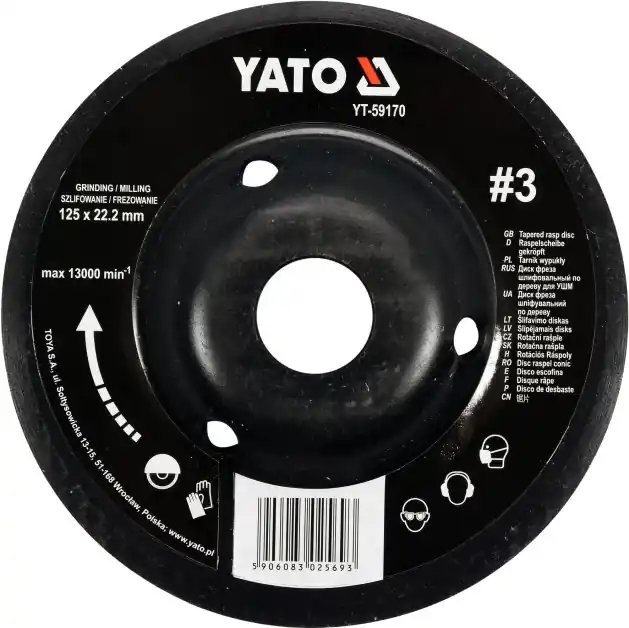 Výhodná Nabídka Rotační rašple úhlová jemná 125 mm typ 3 Yato YT-59170