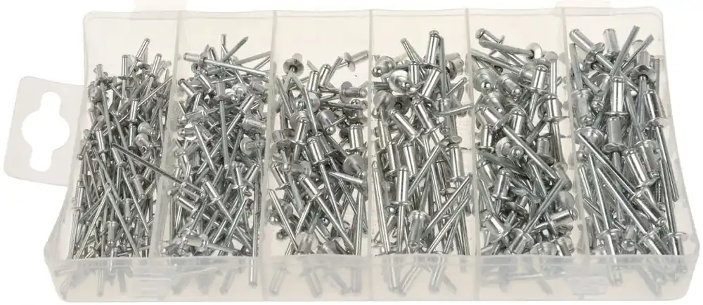 Trhací nýty hliníkové, 2.4 x 6 - 4.8 x 10 mm, plochá hlava, sada 400 kusů GEKO G02927 Nová Kolekce