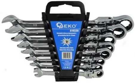 Klíče ráčnové očkoploché s kloubem 8ks 8-22mm GEKO G10338 Rychlé Dodání