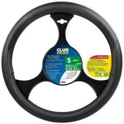 Cenově Výhodný Potah volantu CLUB PREMIUM černý, 35-37 cm