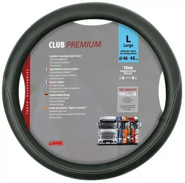 Výhodná Nabídka Potah volantu CLUB PREMIUM černý, 46-48cm