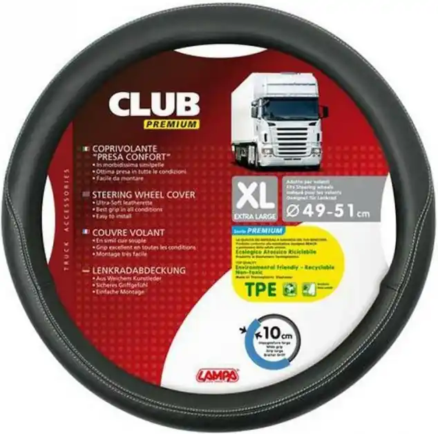 Potah volantu CLUB PREMIUM černý, 49-51cm Vrácení Zdarma
