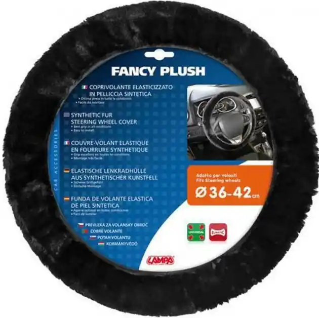 Sleva Potah volantu plyšový černý, 36-42 cm
