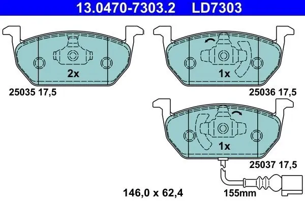 Sada brzdových destiček, kotoučová brzda ATE 13.0470-7303.2 Kup Teď