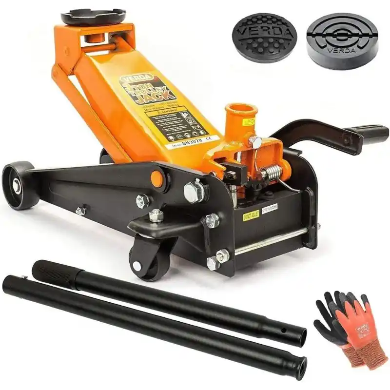 Vysoce Kvalitní Hever hydraulický - pojízdný 3000kg 130-490mm / 2x gumová podložka / nožní pedál / rukavice