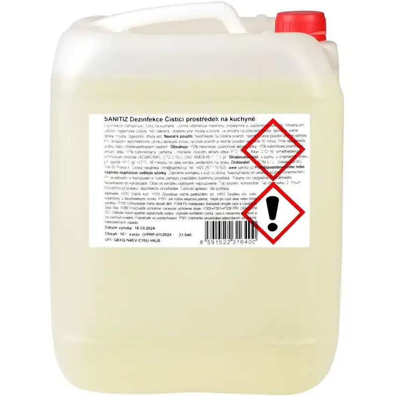 Čistící prostředek na kuchyně / dezinfekce Sanitiz 10l Ověřený